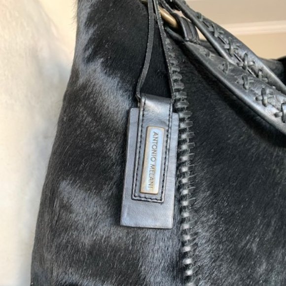 Antonio Melani Black Cowhide Leather HOBO - RARE - Picture 4 of 9